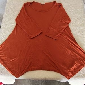Larace 2X Burnt Orange Flowy Scoop Neck Top